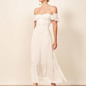 Reformation butterfly Elegant Off-Shoulder White Dress size 6